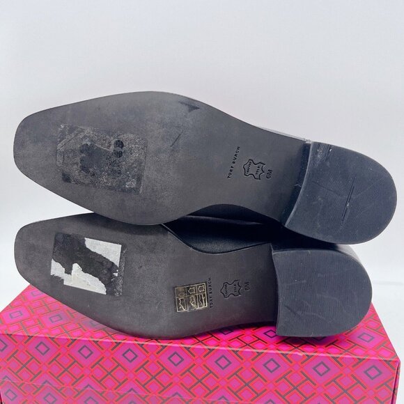 Tory Burch Medallion-Plaque 35mm Chelsea Ankle Boots Black Leather Pull On US 6 - Picture 10 of 13